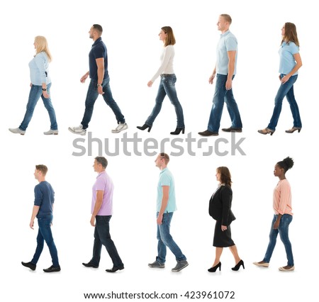 A Group Of People Walking 58