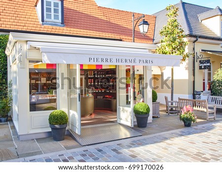 PARIS, FRANCE - MAY 10, 2017 : Pierre Herme Paris boutique in La Vallee Village.