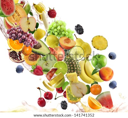 Fresh Fruits Collection On White Background