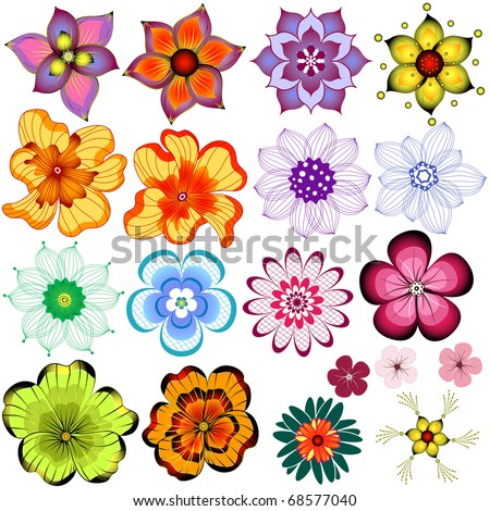 Many Designs Flowers Simple Shape Stock Illustration 21804847 ...
