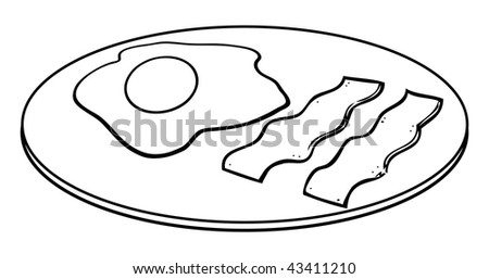 Download Cartoon Outline Vector Illustration Bacon Eggs Stock Vector 43411210 - Shutterstock