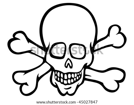 Cartoon Vector Outline Illustration Skull Crossbones Cartoon Vector Outline Illustration Skull Crossbones
