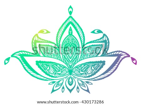 Unusually Vector Image Lotus Ornate Paisley Stock Vector 402728203 ...