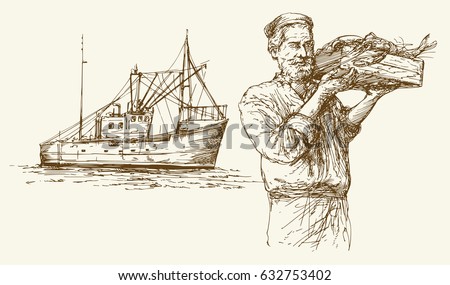 Fishing. Hand drawn set.