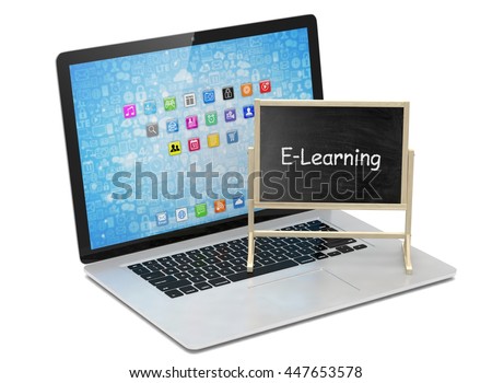 Laptop Chalkboard Elearning Online Education Concept Stock Illustration ...