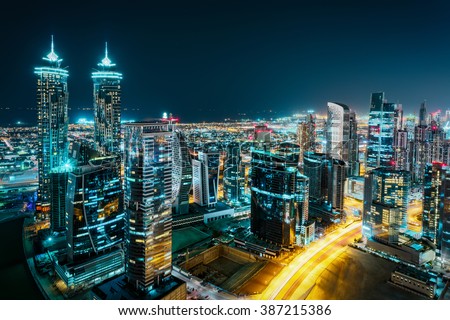 Dubai Downtown Night Scene Uae Beautiful Stock Photo 240176458 ...
