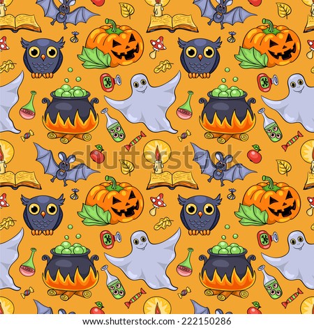 Vector Seamless Pumpkin Bat Candy On Stock Vector 154544948 - Shutterstock