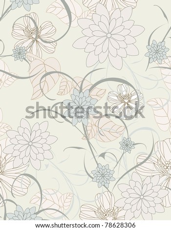 Abstract Nature Pattern Plants Flowers Monochrome Stock Vector 94691191 ...