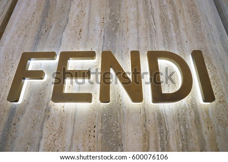 HONG KONG - CIRCA NOVEMBER, 2016: close up shot of Fendi sign at the Elements shopping mall.