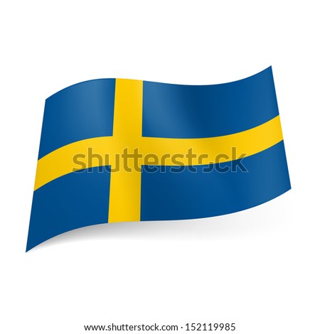 National Flag Sweden Yellow Cross On Stock Vector ...