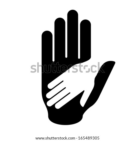 Helping Hand Blackandwhite Colors Symbol Help Stock Vector (Royalty