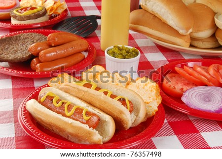 Hot dogs and other picnic food