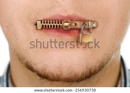 Man Zipped Mouth Stock Photo 256930738 - Shutterstock