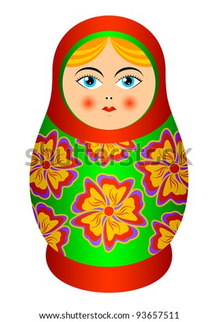 Matryoshka Doll Dressed Sarafan Flower Ornament Stock Vector 69447700 ...