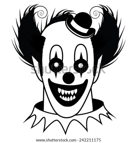 Black White Creepy Clown Eps 10 Stock Vector 242211175 - Shutterstock