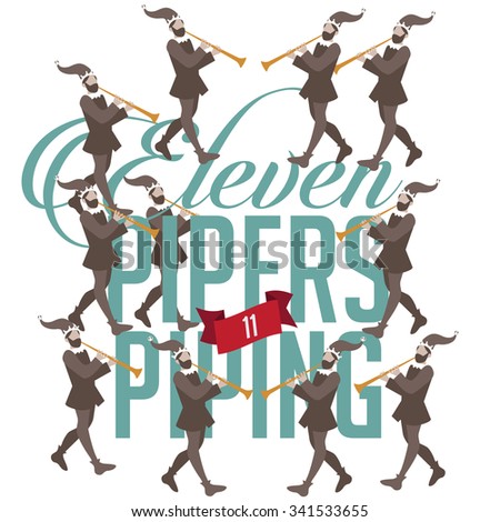 Download Eleven Pipers Piping Twelve Days Christmas Stock Vector ...