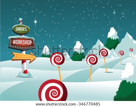 outdoor merry christmas banner Vector North Merry Pole Stock Landscape Christmas Sign