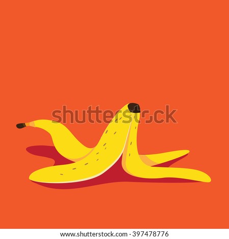 Banana peel icon flat design pop art illustration. EPS 10 vector.