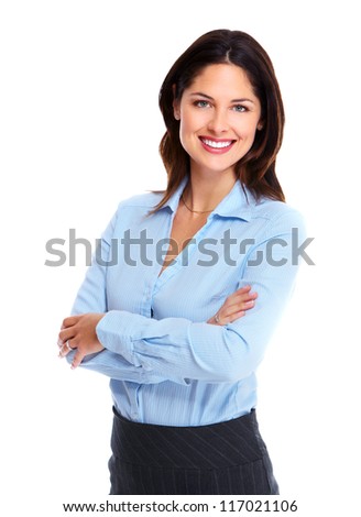 Portrait Happy Young Business Woman Isolated Stock Photo 131560028 ...