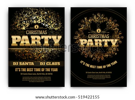 Christmas Party Poster Template Shining Lights Stock ...