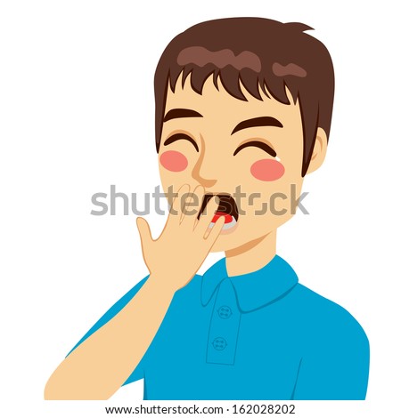 Illustration Young Man Coughing Fist Front Stock Vector 566830414 ...