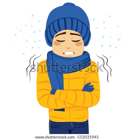 Young Man Freezing Wearing Winter Clothes Stock Vector 552031945 ...