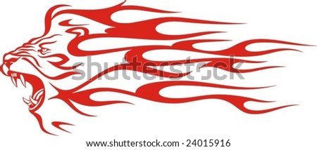 Flaming Lion vector illustration, great for vehicle graphics, stickers and T-shirt designs. Ready for vinyl cutting.