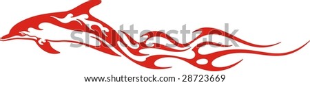 Flaming dolphin vector illustration, great for vehicle graphics, stickers and T-shirt designs. Ready for vinyl cutting.