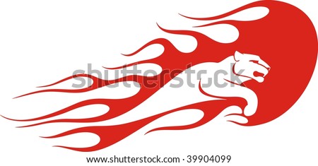 Flaming panther vector illustration, great for vehicle graphics, stickers and T-shirt designs. Ready for vinyl cutting.
