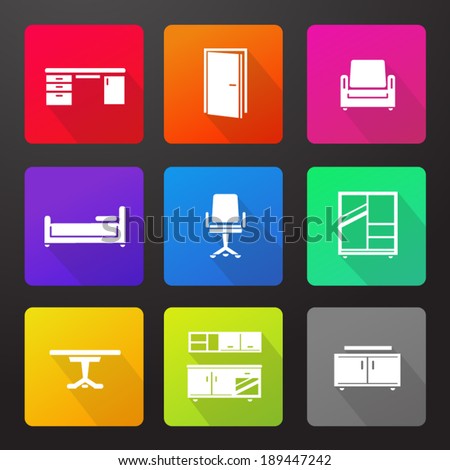 Modern Furniture Icon nine modern furniture flat shadow icons stock vector 189447242 Modern Furniture Icon nine modern furniture flat shadow icons stock vector 189447242