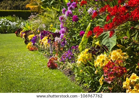 Flower Garden Background Stock Photo 93855559 - Shutterstock