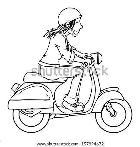 Cute Boy Riding Blue Classic Scooter Stock Illustration 400329853 ...