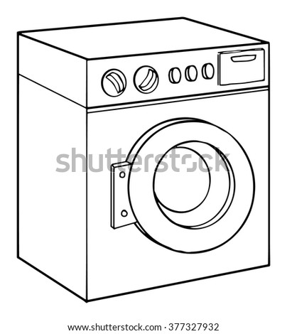 Doodle Washer Dryer Shelf Laundry Detergents Stock Illustration ...