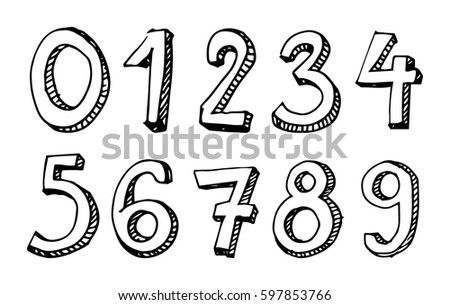 Zentangle Numbers Numbers Signs Unusual Ornament Stock Vector 304552151 ...