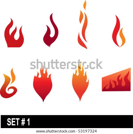 Set Flame Icons 1 Stock Vector 53197324 - Shutterstock
