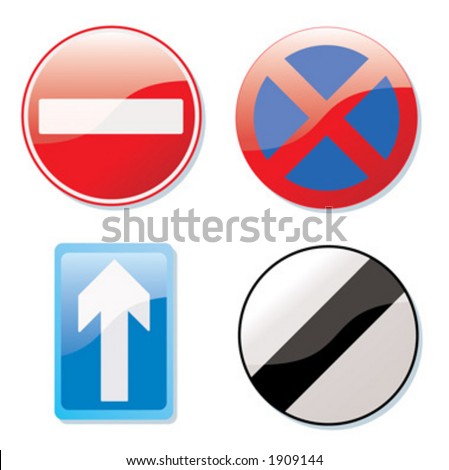 Shiny road sign icons - vector - stock vector