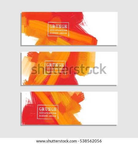 Vector banner shapes collection isolated on white background. Hand drawn abstract paint brush strokes set. Watercolor elements.