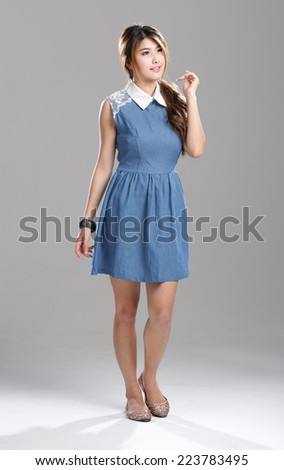 white collar Asian lady in white collar Asian lady in