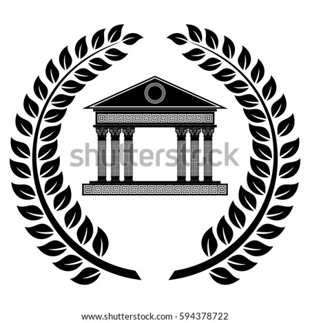 College Icon University Education Wreaths Academy Stock Vector ...