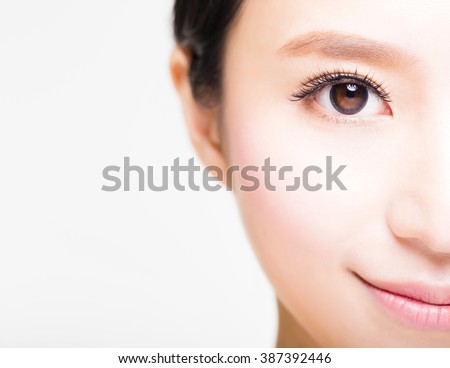 half face of young beautiful woman