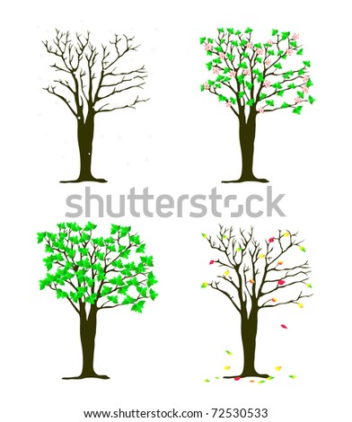 Four Seasons Trees Art Vector Illustration Stock Vector 187688468 ...