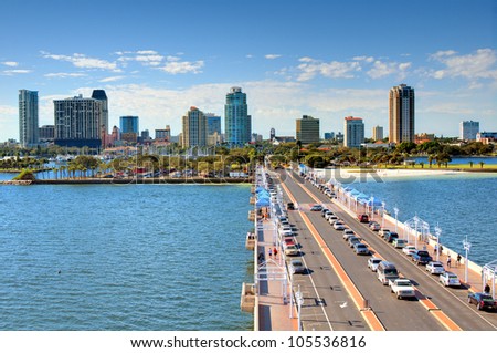  St  Petersburg  Florida  Cityscape Seen Pier Stock Photo 