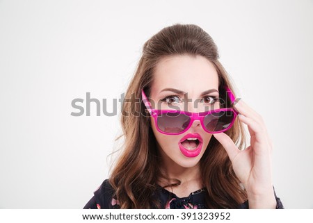 stock photo surprised pretty young woman in sunglasses with opened mouth over white background 391323952 Speedy Products Of Mail Order Brides Revealed