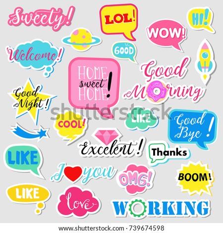 mobil vector sticker Stickers Vector Flat Design Collection Network Social de