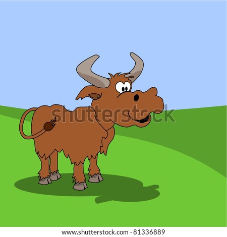 Funny illustration of a cattle, farm animals