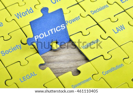 Puzzle pieces with word Politics