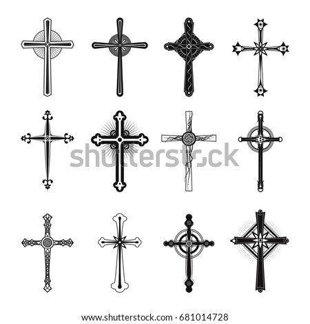 Catholicism Christian Religion Crosses Set Isolated Stock Vector ...