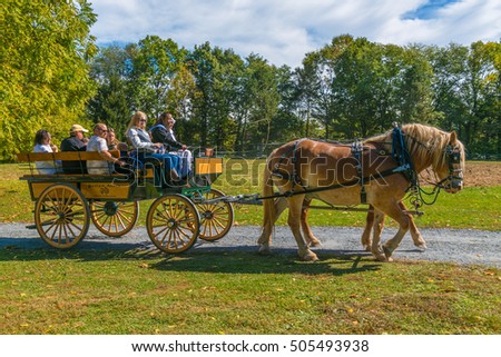 lancaster pa october usa wagon horse shutterstock drawn farm preview royalty