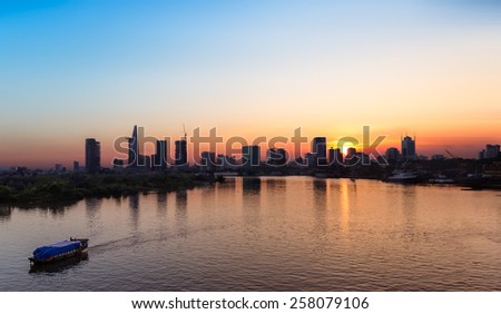 Saigon Skyline at sunset, Vietnam