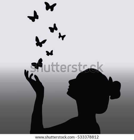 Silhouette Young Woman Heart Shaped Balloon Stock Photo 128025089 ...